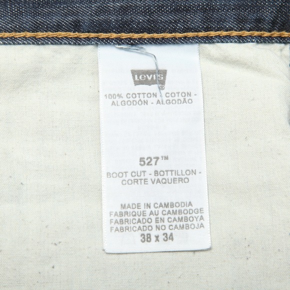 Levi's 527 Jeans Mens 38x34 Blue Boot Cut Denim Dark Wash Zip Fly 100% Cotton - Picture 8 of 16